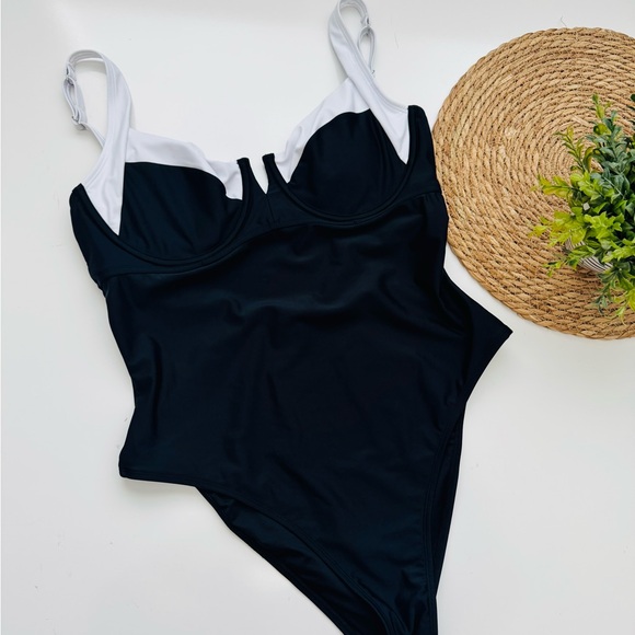 CUPSHE x JoJo Audrey V-Wire Colorblock One-Piece Swimsuit Size XL - Picture 3 of 12